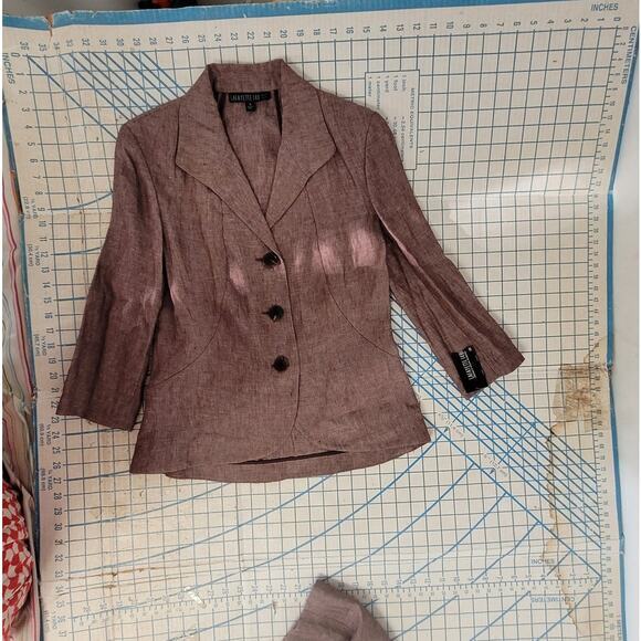 LaFayette 148 Long Sleeve Linen Single Breasted Jacket Midi Skirt‎ Set Lady Suit - Picture 7 of 16